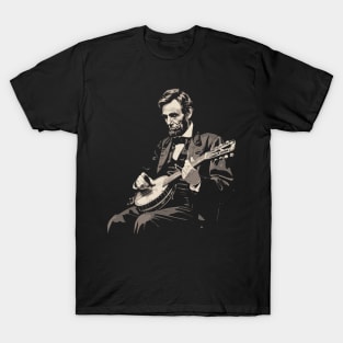 Abraham Lincoln Banjo Player Funny Founding Fathers T-Shirt